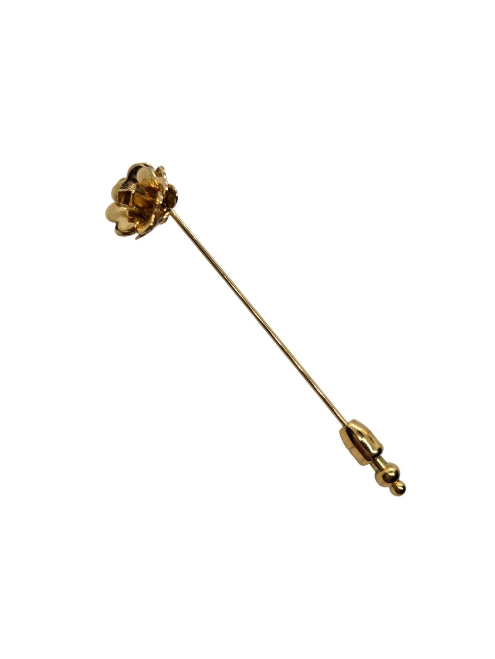 Gold Tone Flower Stick Pin Floral Brooch Lapel Hat Scarf Accessory, EUC